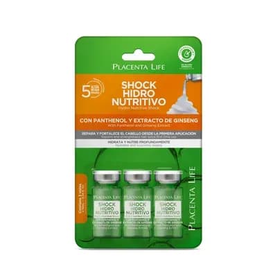 Ampolla Capilar Placenta Life Shock Hidro Nutritivo x 3 unds x 10ml c/u