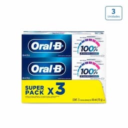 Crema Dental Oral B 100% x 3 unds x 66 ml c/u-0