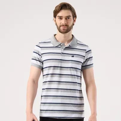 Patprimo Camiseta tipo polo masculina cuello tejido gris jaspe M
