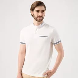 Patprimo Camiseta tipo polo masculina crema M-0