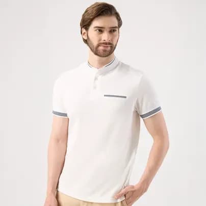 Patprimo Camiseta tipo polo masculina crema M