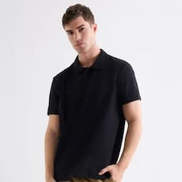 Seven Seven Camiseta tipo polo masculina negro S-0