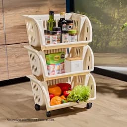 Carrito Organizador Beige X 3 niveles-0