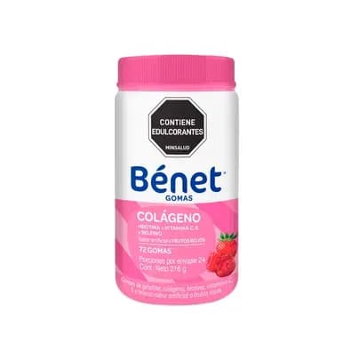 Gomas Bénet Colágeno + Biotina + Vitamina C, E y Selenio sabor frutos rojos x216g