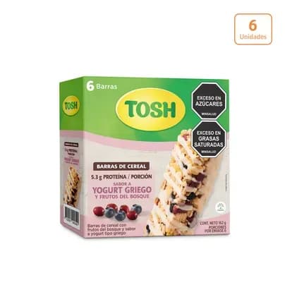 Barra de Cereal Tosh Yogurt Griego Frutos del Bosque x 6unds x 27g c/u