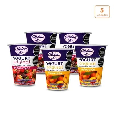 Yogurt Alpina Original surtido x 5 unds x 150g c/u