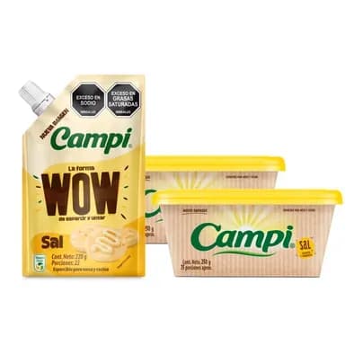 Campi® con sal x 2 unds x 250g c/u + Campi® Wow Esparcible x 220g