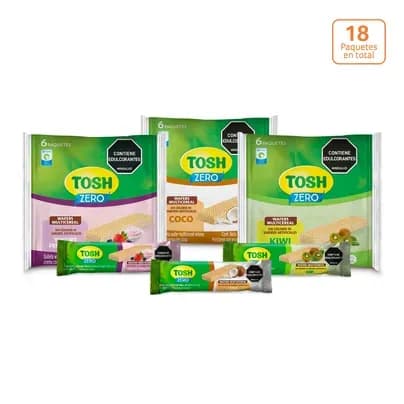 Galletas Tosh Wafer sin azúcar surtidas x 6 unds c/u