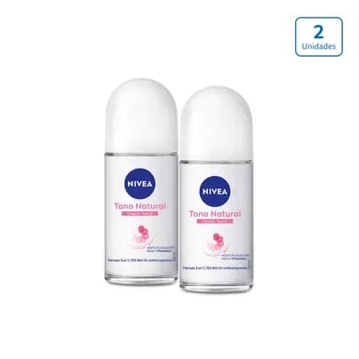 Desodorante roll on Nivea Aclarado Natural x 2 unds x 50ml c/u