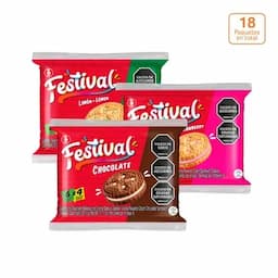 Combo Galletas Festival chocolate, limón y fresa x 6 paquetes x 4 galletas c/u-0