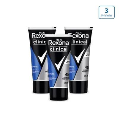 Desodorante tubo Rexona Clinical Clean x 3 unds x 30g c/u