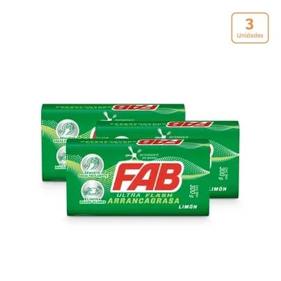 Jabón en barra Fab ultra flash limón x 300g c/u