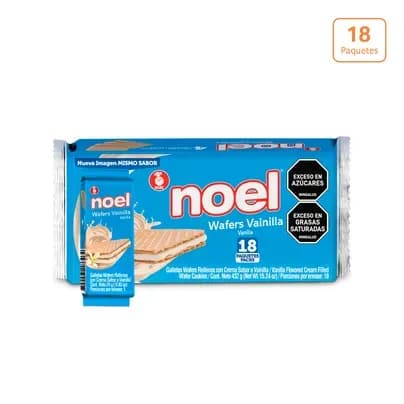 Galletas Wafers Noel Vainilla x 432g x 18 Paquetes