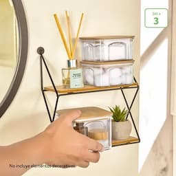 Set x 3 recipientes con tapa en bambú-0