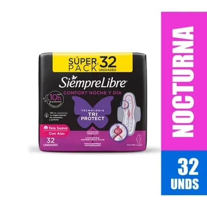 Toalla Siempre Libre Noche y Día x 32 unds