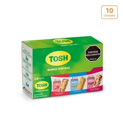Barras surtidas Tosh arándanos, fresa y original x 10 unds x 23g c/u