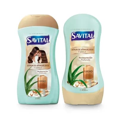 Shampoo x510ml + Acondicionador  x490ml Savital Aminoácidos 