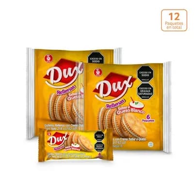 Galletas Dux Rellenas Queso Blanco x 216g x 6 Paquetes c/u