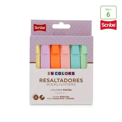 Set x 6 resaltadores pastel Scribe