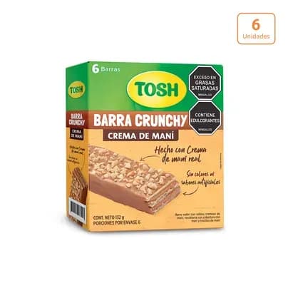 Barra de cereal Tosh Crema de Maní Crunchy x 6 unds x 22g c/u