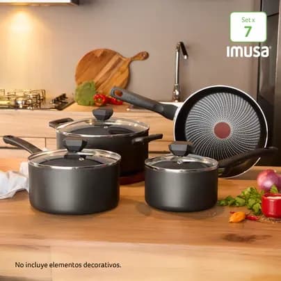 Batería Imusa Hard Titanium 7 piezas