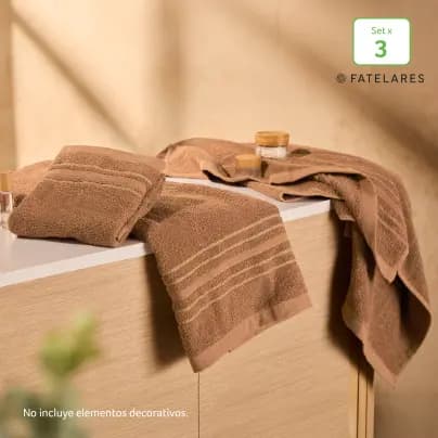 Set x 3 toallas mocca de cuerpo y manos 