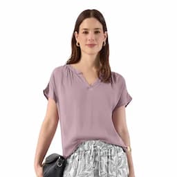 Patprimo Blusa manga corta cuello nerú lila S-0