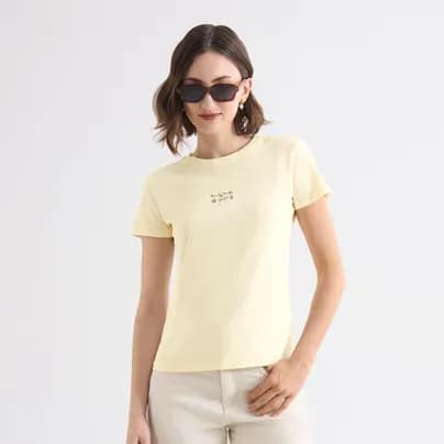 Seven Seven Camiseta manga corta con estampado crema S