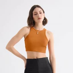 Seven Seven Camiseta crop manga sisa naranja XS-0