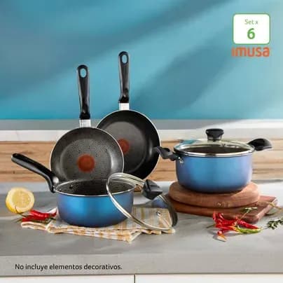 Batería de cocina Azul Imusa x 6 piezas