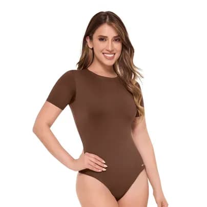 Fájate Body manga manga corta control medio cafe S