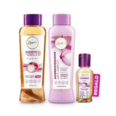 Shampoo + Acondicionador Anyeluz con Cebolla x 500ml c/u (Gratis maquillaje)