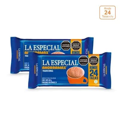 Barra de Cocoa con azúcar La Especial x 400g x 24 porciones c/u