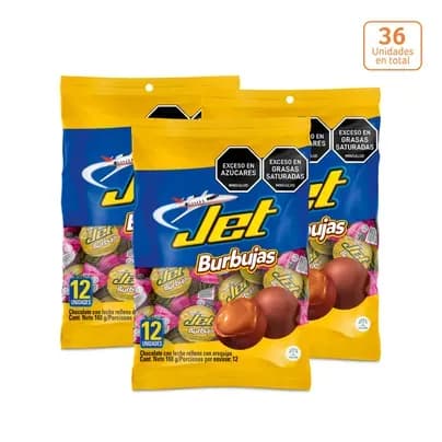Combo - 3 Jet Burbujas Arequipe x 141.6g c/u x 12 unidades c/u x 11.8g c/u 