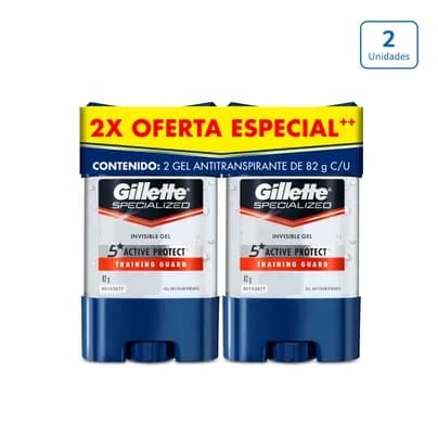 Desodorante Gillette Training Guard en gel x 2 unds x 82g c/u