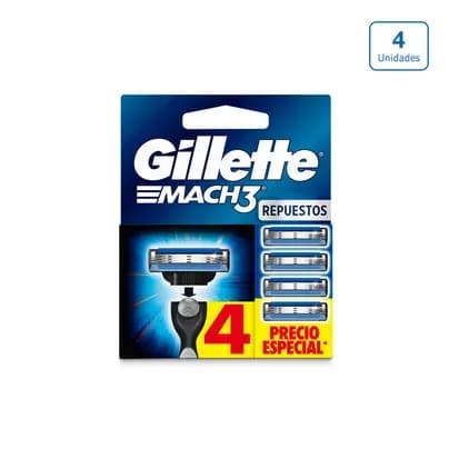 Repuesto Gillette Mach3 x 4 unds