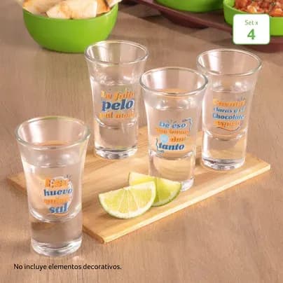 Set x 4 copas para aguardiente