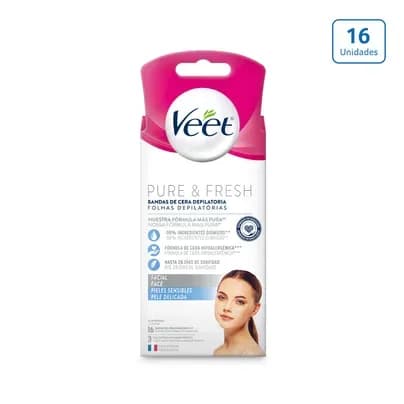 Bandas faciales Veet® Piel sensible x 16 unds