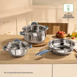 Batería de cocina inox Home Elements x 5 piezas-0