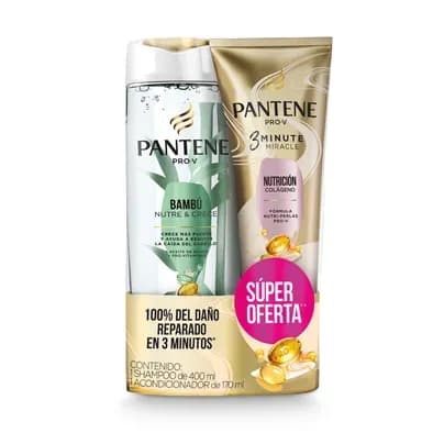 Shampoo Pantene Bambú x 400ml + Acondicionador 3MM Nutrición x 170ml