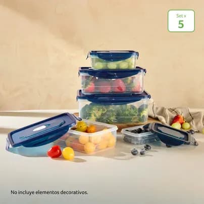 Set x 5 Contenedores Tapa Azul 