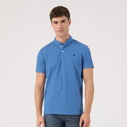 Patprimo Camiseta tipo polo cuello mao azul indigo S-0