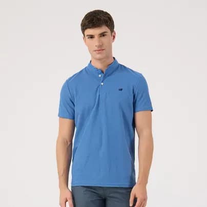 Patprimo Camiseta tipo polo cuello mao azul indigo S