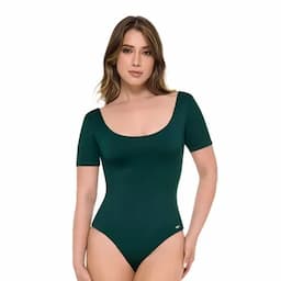 Fájate Body manga corta control medio escote posterior verde S-0