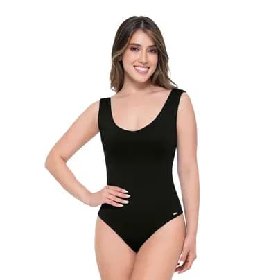Fájate Body manga sisa control medio escote profundo negro XL
