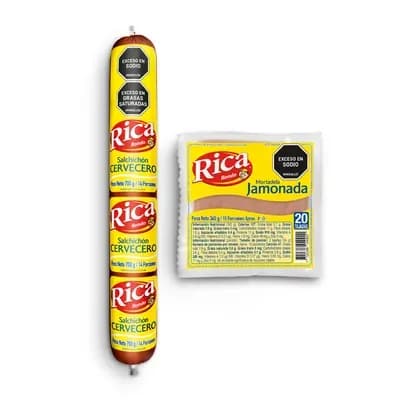 Combo: Mortadela Jamonada Rica x 345g + Salchichón Cervecero Rica x 700g