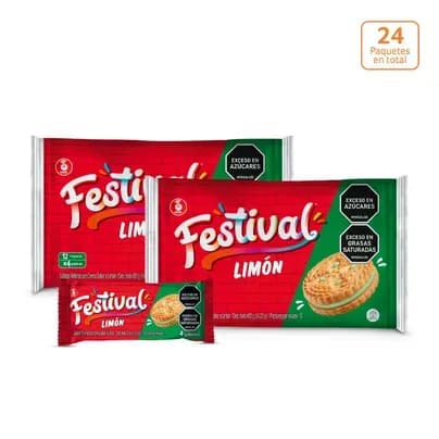 Galletas Festival Limón x 403g x 12 Paquetes x 4 galletas c/u x 2 unidades