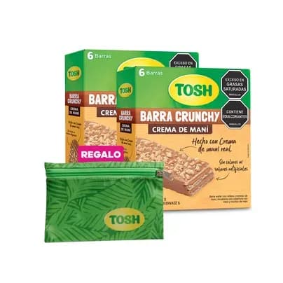 2 Barra de cereal Tosh Crema de Maní Crunchy x 6 unds x 22g c/u + Regalo: Obsequio Cartuchera T