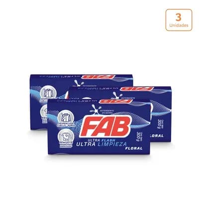Jabón en barra Fab ultra flash floral x 300g c/u