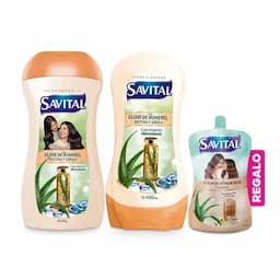 Shampoo x510ml  + Acondicionador x490ml Savital Elixir-0